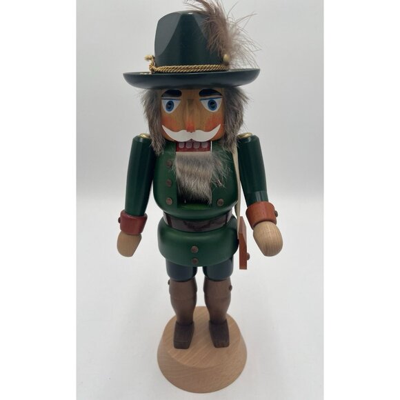 Vintage 15" STEINBACH German Forest Warden Nutcracker Satchel Real Hair Beard - Picture 1 of 8